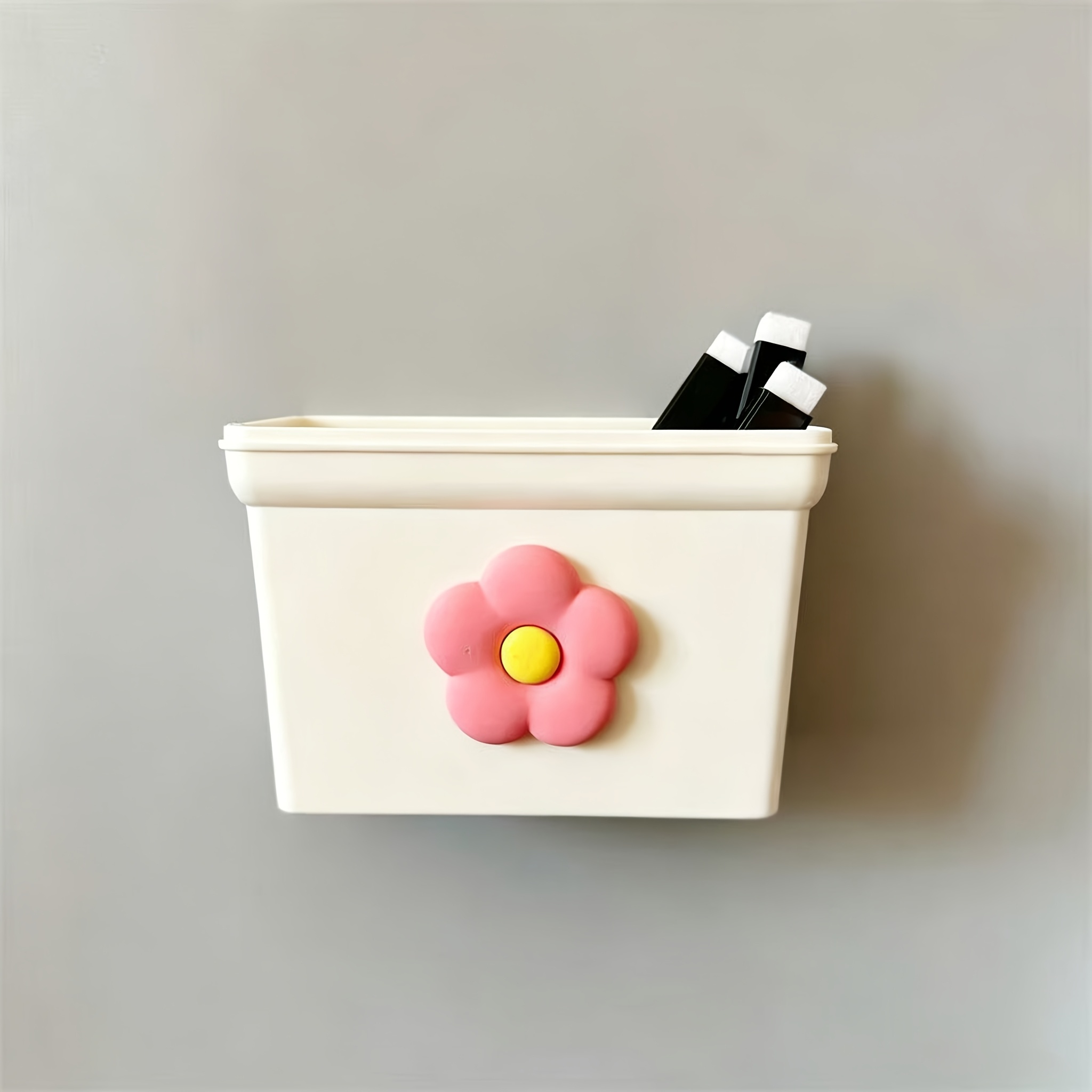 TEMU Cute Floral Magnetic Refrigerator Organizer Box, No-drill Wall-mounted Magnetic Storage Box, Heavy-duty Strong Refrigerator Side Shelf, Magnetic