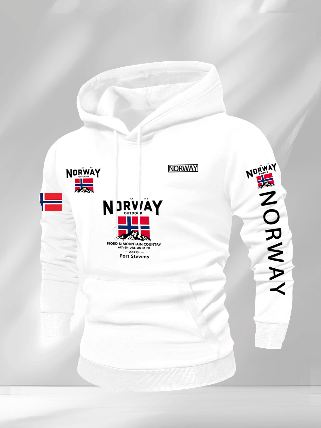 Sweatshirt met capuchon voor heren met Noorse vlag en design