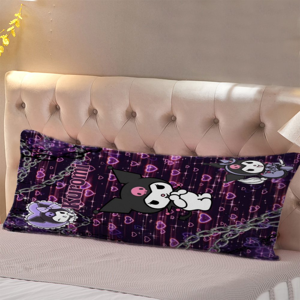 

1pc Sanrio Kuromi Oreiller Ultra , 20x54" Dessin , Polyester Respirant, Fermeture À Glissière, Lavable En Machine Pour Différents Types de Pièces - Insert D'oreiller Non