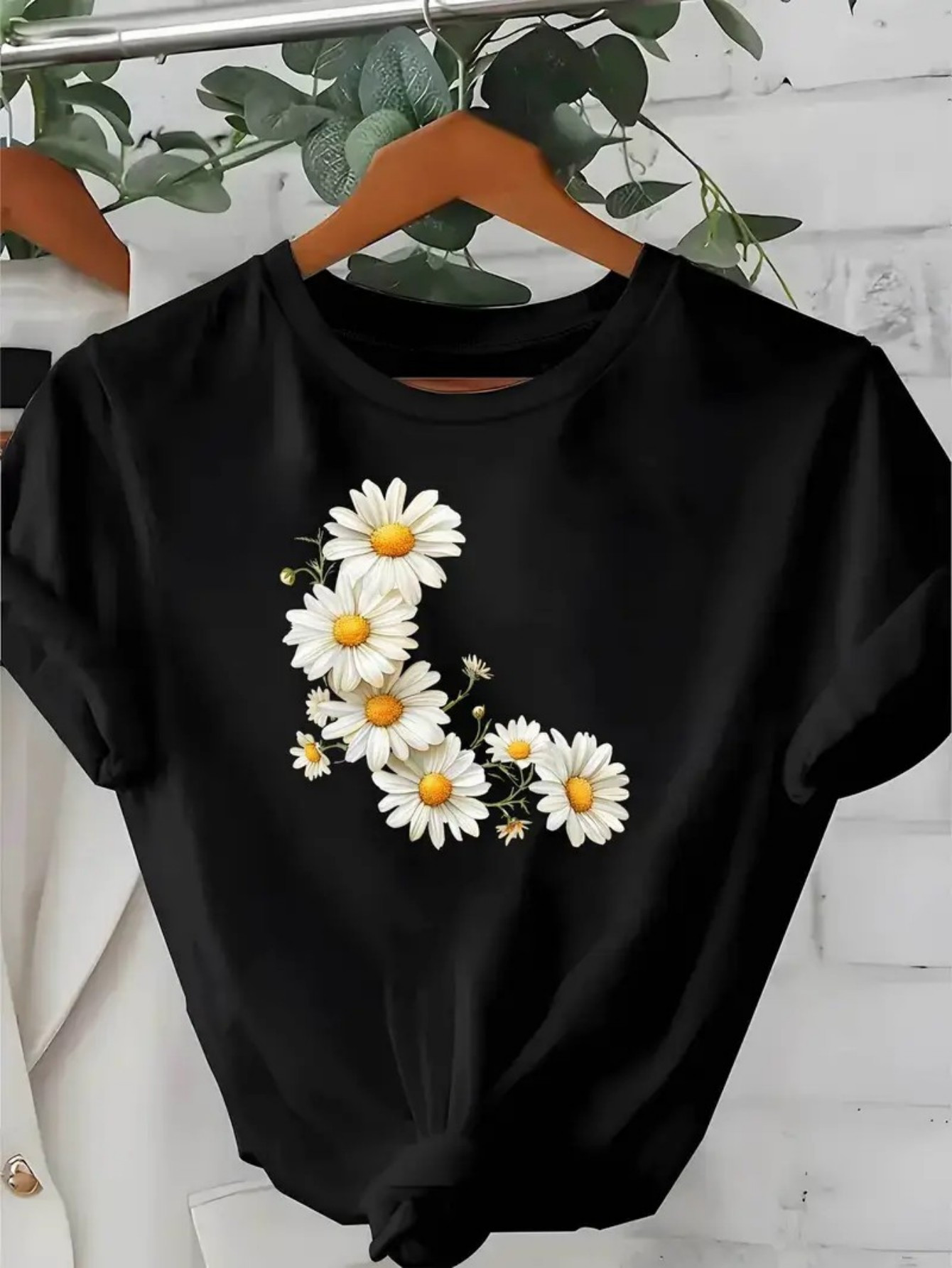 【CPGN STUDIO】Daisy Flower Short Sleeve T-shirt CarryGShop Boho Floral 3D Printed Shirts for Women