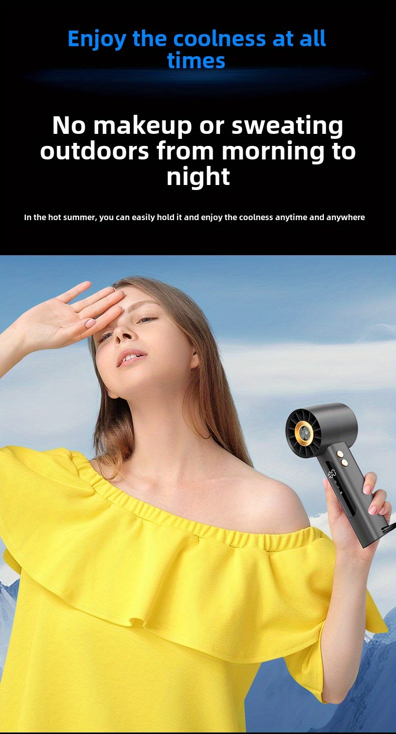 2025 New High-Speed Portable Handheld Fan, 1800mAh Long-Lasting Mini Outdoor Display Rechargeable Desk Fan