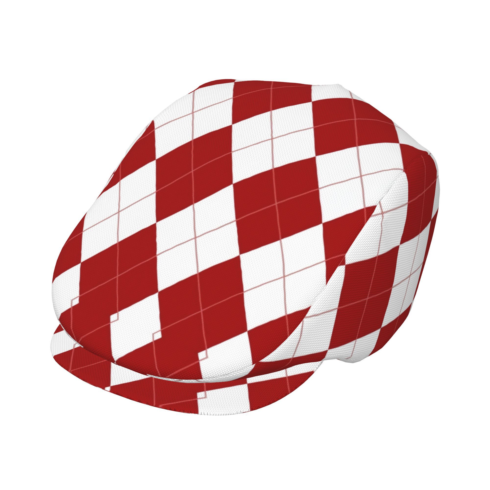 TEMU Red And White Checkered Pattern Fashion Retro Newsboy , Unisex Beret, British -garde Style Hat, Adjustable For, Newsboy , Artist , , 1pc Pack