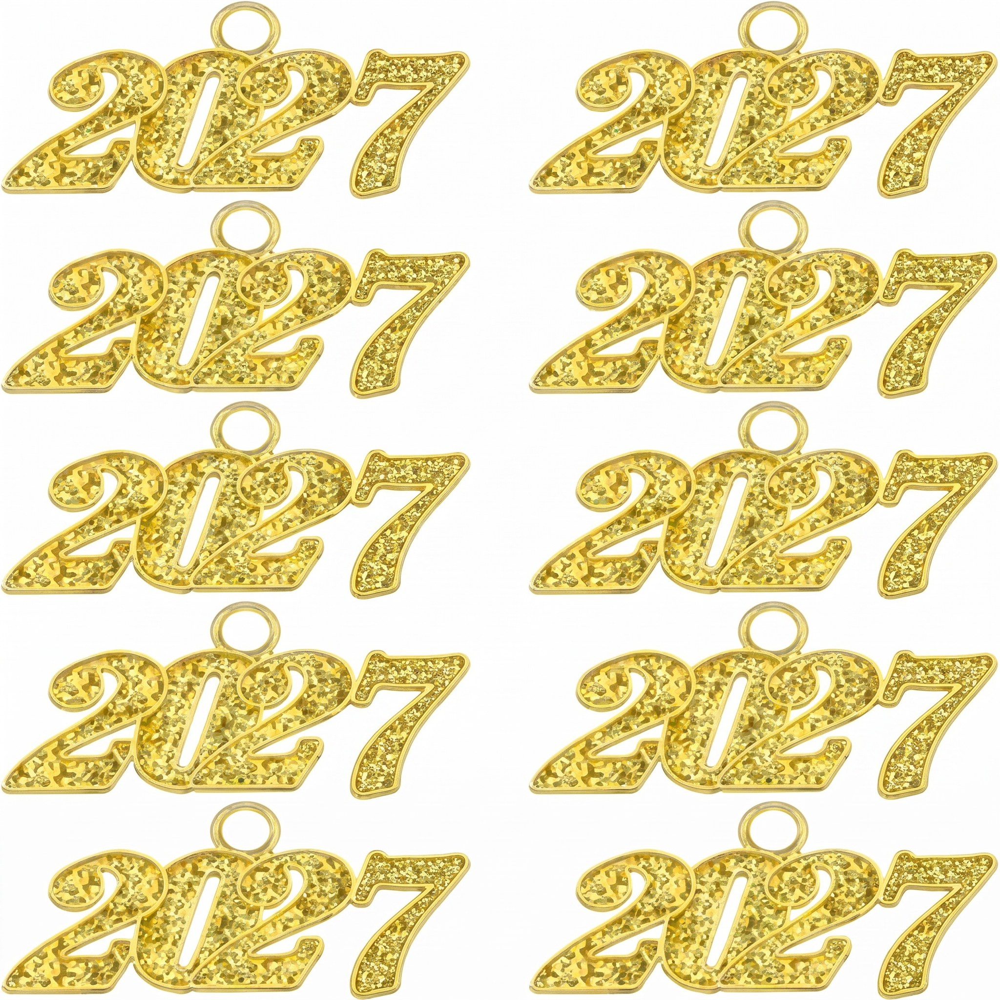 TEMU Confezione da 10 ornamenti commemorativi da appendere dorati per la laurea 2027 - con nappe e cappello di laurea numerato con decorazione 2027,