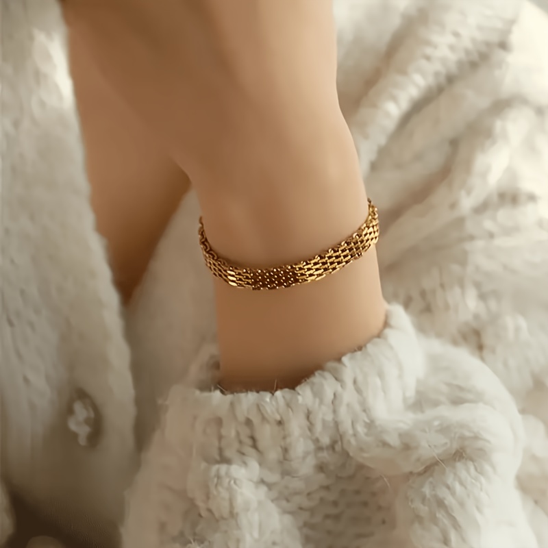 Women's Golden Plated Thin Weave Milanese Mesh Bracelet