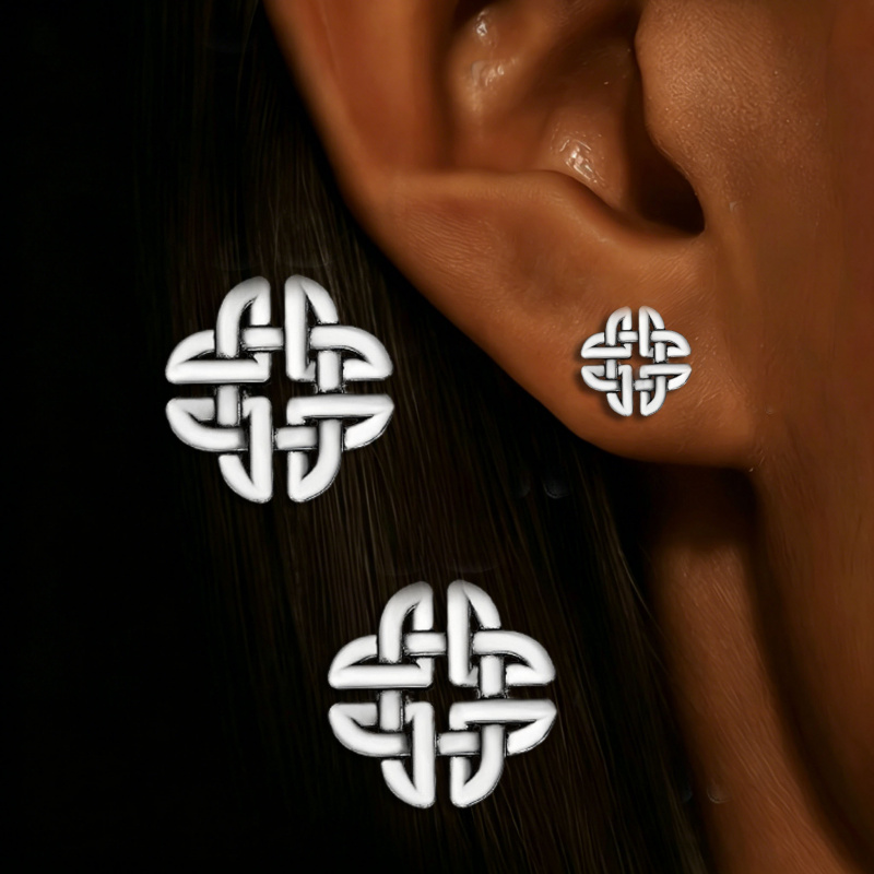 Women's Elegant Square Celtic Knot Stud Earrings, Perfect Gift