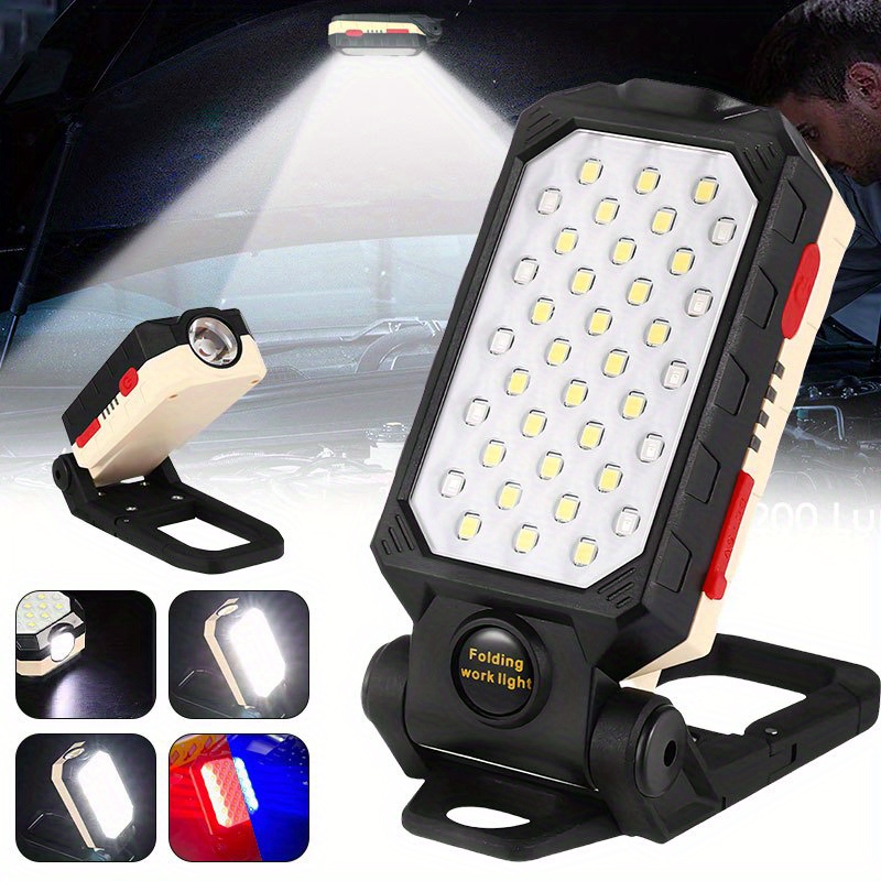 1pc   led flashlight usb rechargeable 1188     with magnetic   strobe light adjustable angle hook 18650 lithium battery powered portable   work light for camping hiking emergency   emergency lighting   reliable construction   flashlight construction workers Product details 1