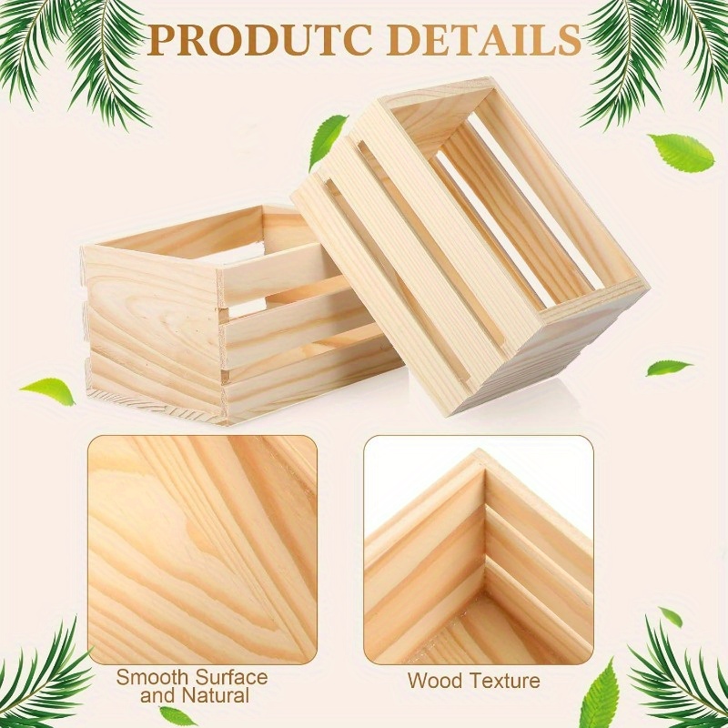 6pcs Decorative Wood Crates Nesting Storage Containers