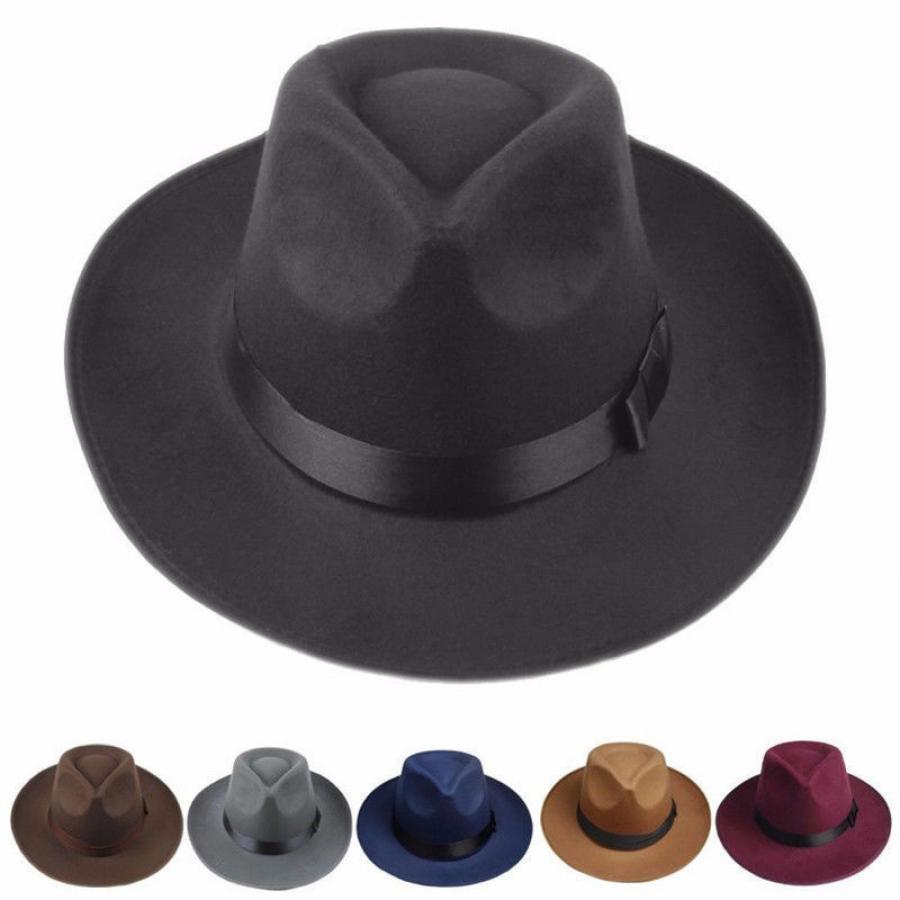 

1pc Elegant Polyester Hat For Men - Classic Wide Bowknot Jazz Cap, 100% Polyester Woven Fabric, Hand Washable - Vintage Style In Black, Grey, And Other Colors