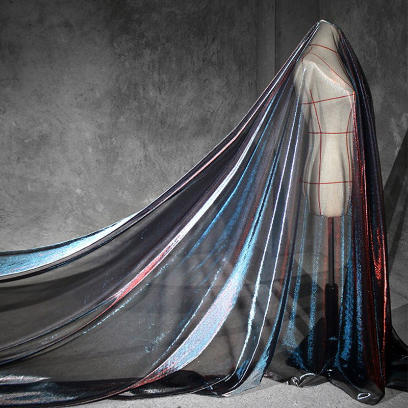 1pc Of Gradient -black Mesh Fabric, Soft And Transparent Gauze, Suitable For Interior Decoration And Diy Sewing