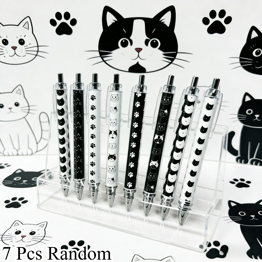 Image of And White Cat Themed Women's Ballpoint Pens With A 1.00mm Cute Black Delicate Pen, Fine And Smooth For Students To Write, Suitable For Back To Classroom And Office Supplies Cats (random Style)