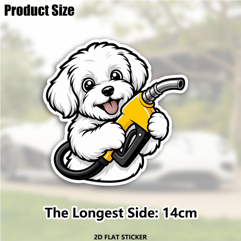 TEMU Adesivo per tappo del serbatoio del gas del cane maltese da 5,5 pollici, adesivo in per tappo del serbatoio del carburante, divertente adesivo