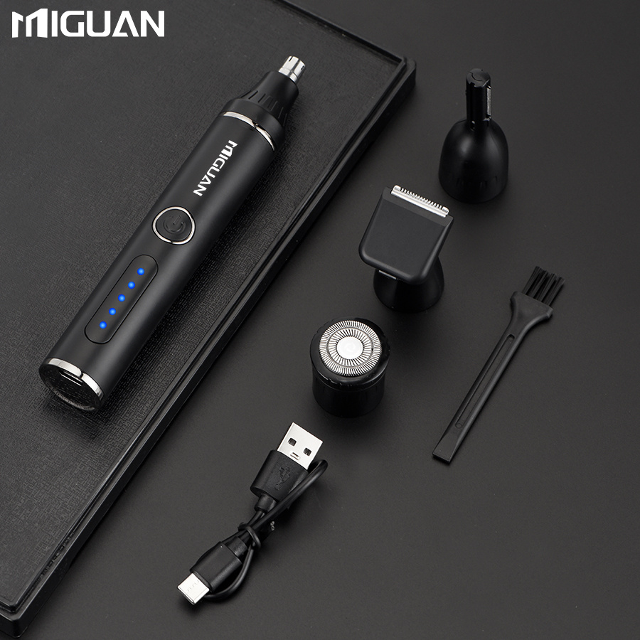 Professional USB Rechargeable Multi-Functional Grooming Kit for Nose, Ear, Beard, and Eyebrow Hair with Portable Design
