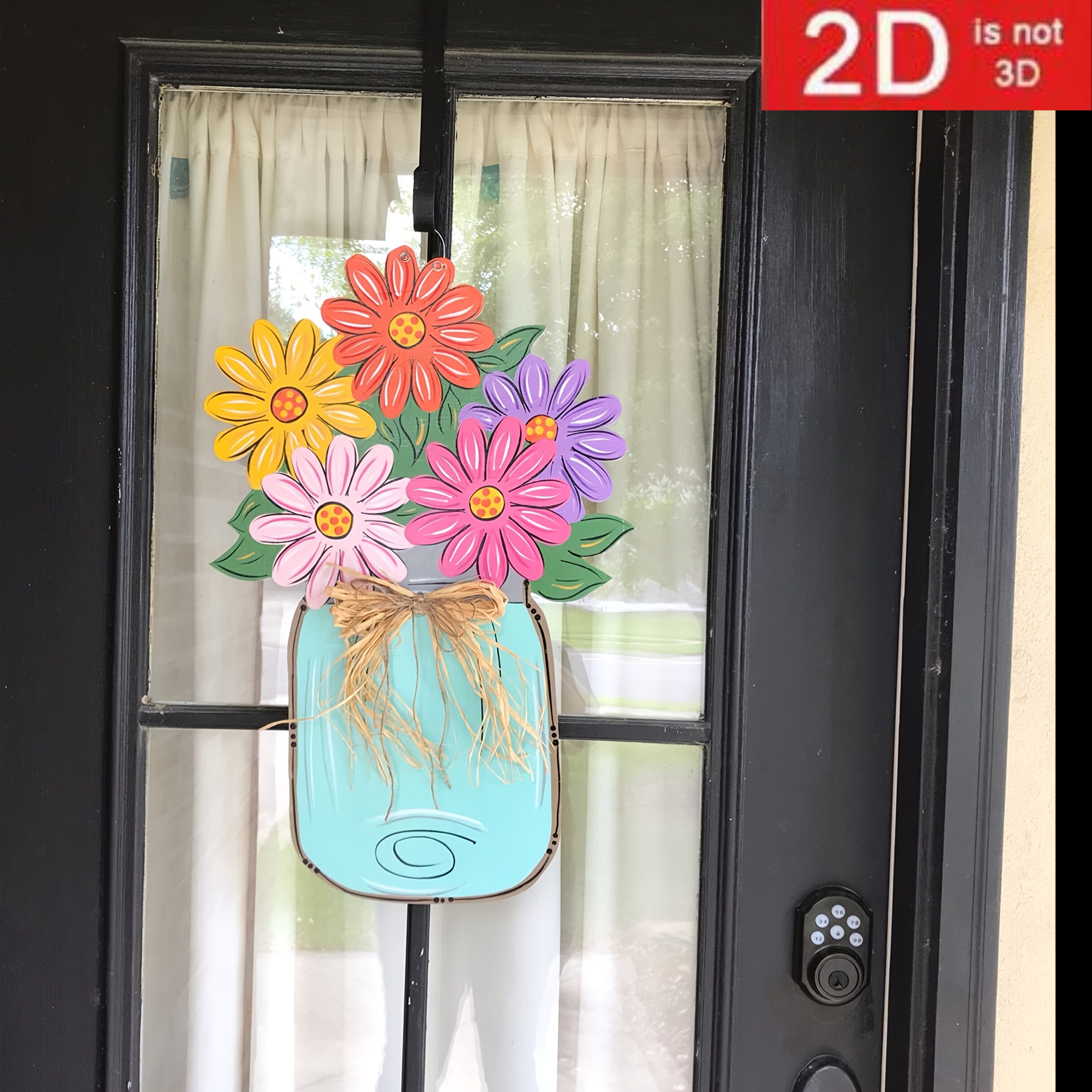 TEMU 2D Plat - [2D Plat] Une couronne rustique en bois pour suspendre , parfaite pour et l'été, convient pour une décoration florale intérieure ou