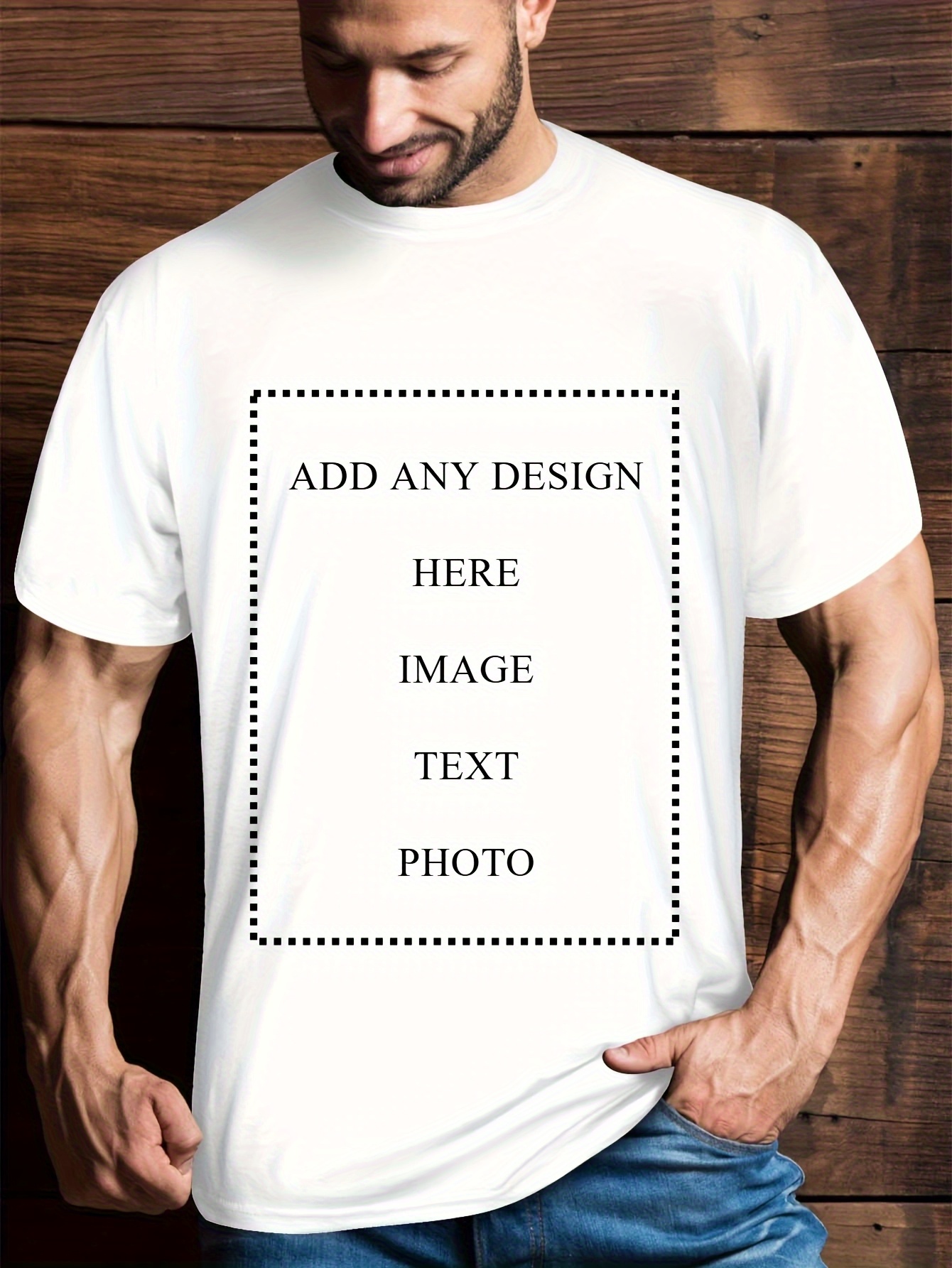 item picture customizable mens t shirts with durable prints featuring personalized photo designs white crew neck t shirts suitable for dads grandpas brothers or   casual short sleeve gifts for fathers day grandfathers day or any occasion