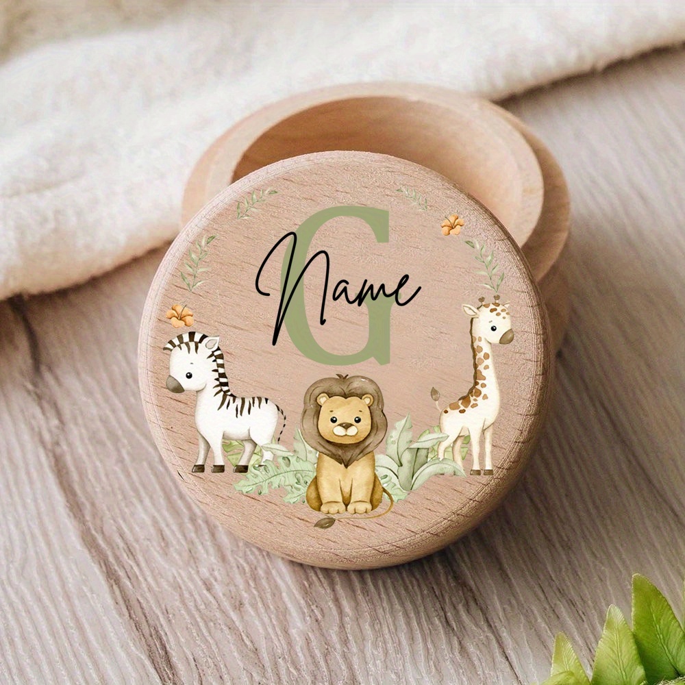 TEMU Boîte à Dents Personnalisée Nom - Coffret en Bois pour Cordon Ombilical et Boucles de Cheveux - Cadeau Douche Garçon ou Fille
