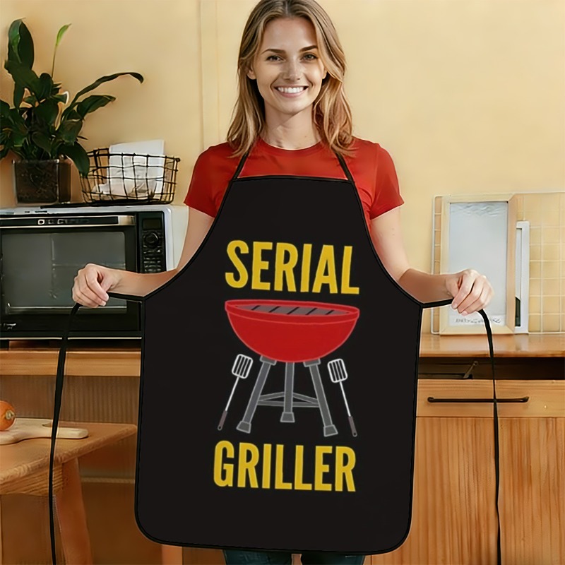 TEMU 1pc Skewer Bbq Pants Design Apron, Printed Pattern, Durable And Easy To Clean, Adjustable Waistband, Polyester Material, Unisex Cooking Apron,