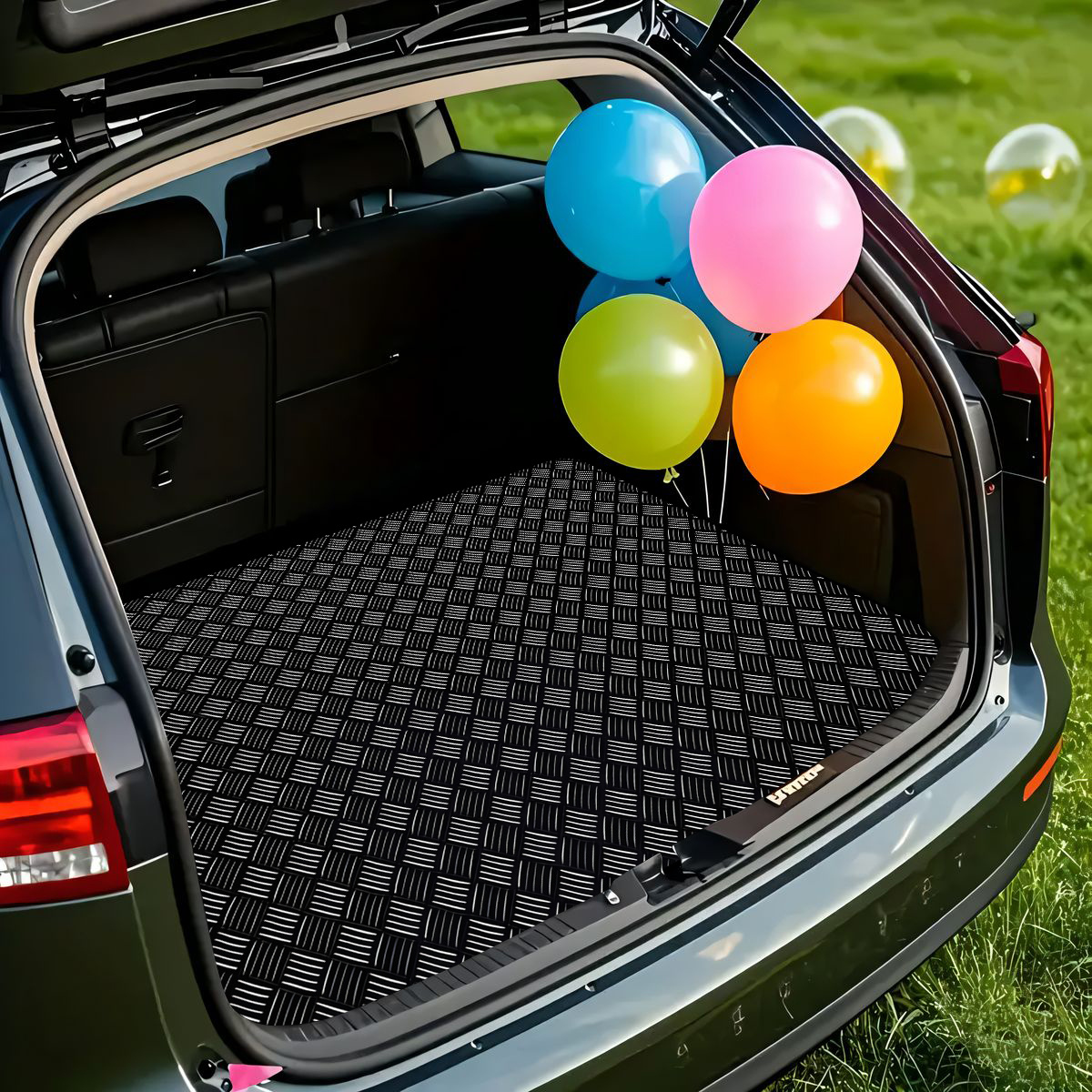 TEMU -2d Flat Printing Universal Non-slip Car Trunk Mat, Carbon Fiber Non-slip Rubber Floor Mat, Durable Storage And Decorative Trunk Protector,