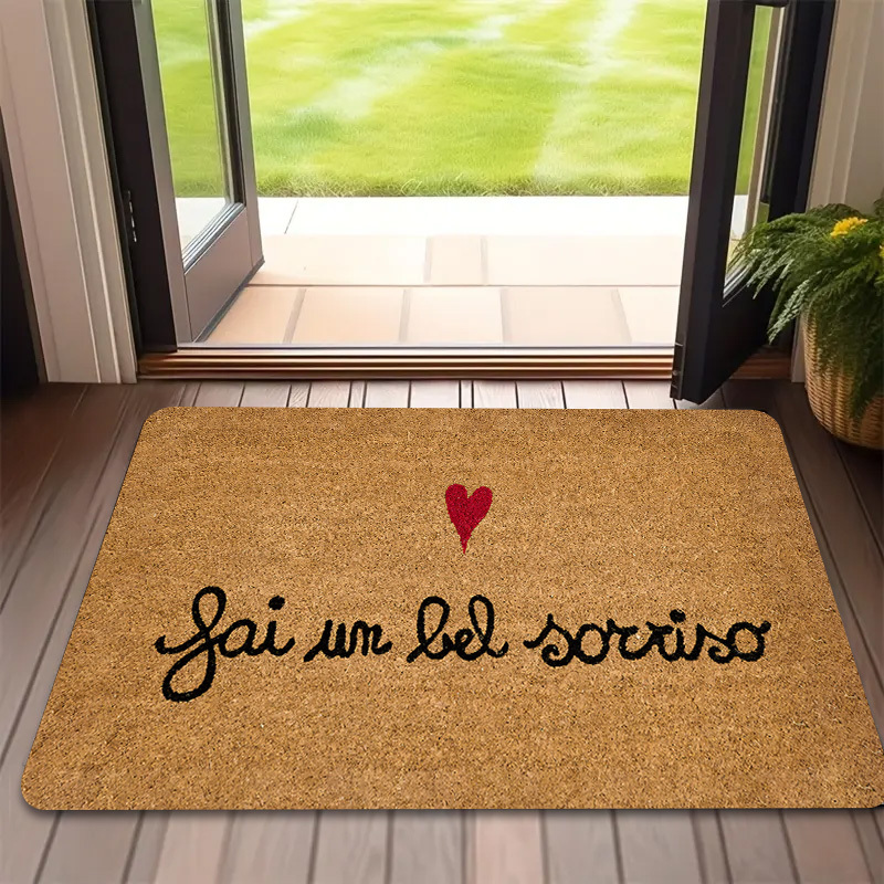 TEMU Piatto 2D, 1 pz Tappetino da Bagno e Assorbente, Zerbino con Stampa e Cuore A Jaiunbelsorriso, Antiscivolo, Lavabile in Lavatrice, Facile da