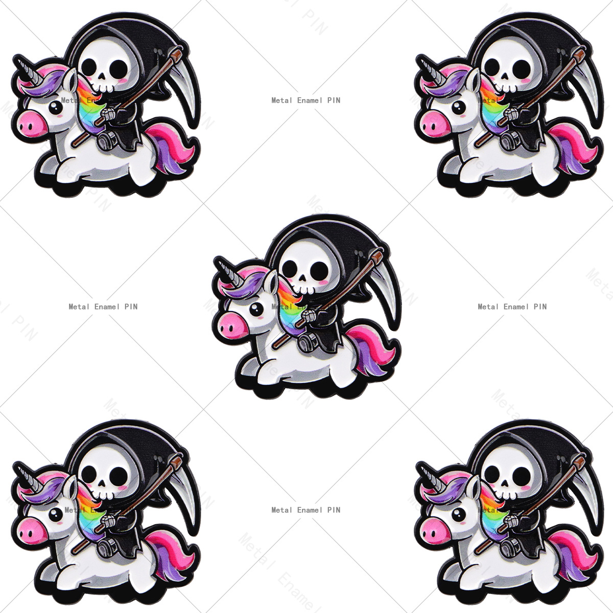 TEMU 5pcs/set Cute Cartoon Reaper Lapel Enamel Pins And Brooches Badge Pins For Backpacks Bags Backpack Cool Decoration Friend For Gifts Men Women