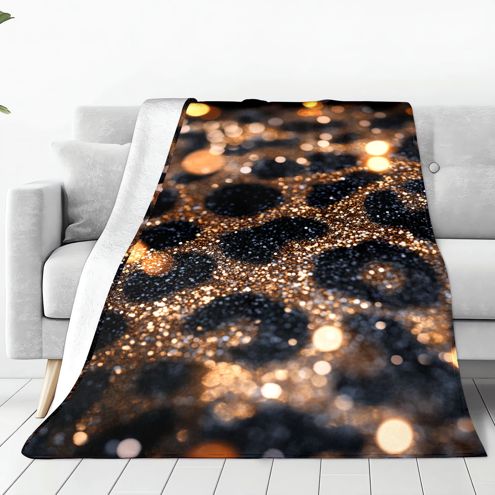 1pc   and   print flannel fleece blanket soft warm throw for sofa office bed camping travel multipurpose gift ideal christmas present   hypoallergenic   polyester knit fabric 200 250gsm nap blanket details 6