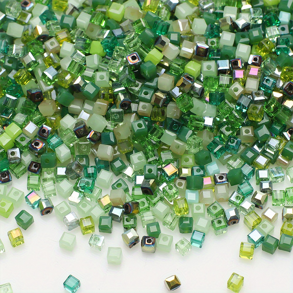TEMU Cuentas cuadradas de cristal austriaco, cuentas cúbicas sueltas con espaciado para hacer joyería DIY, accesorios para collar y pulsera 4/6/8 mm