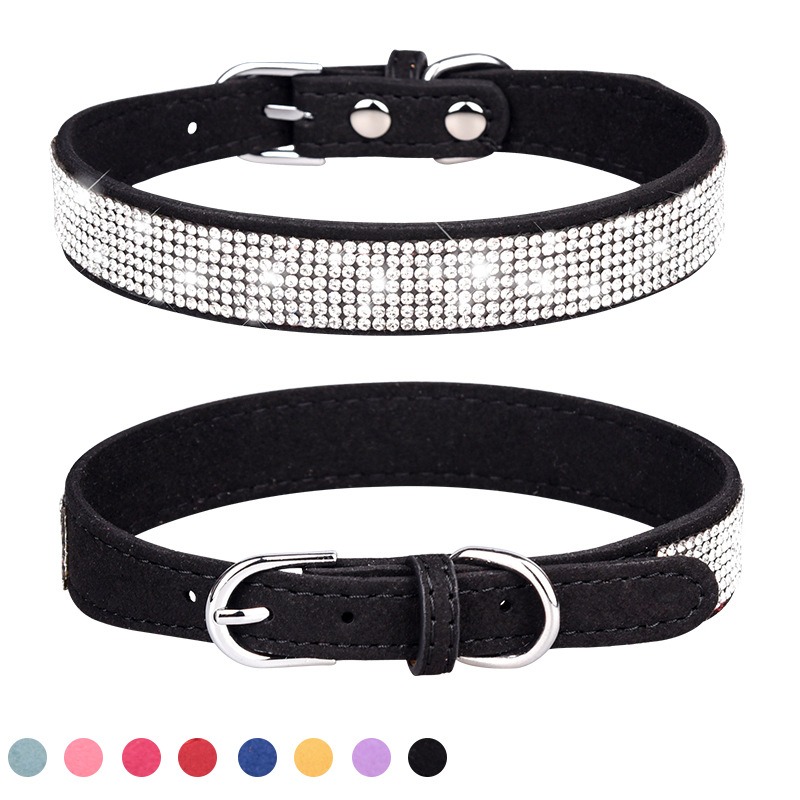 Customized Rhinestone Dog and Cat Collars with Name ID Tags