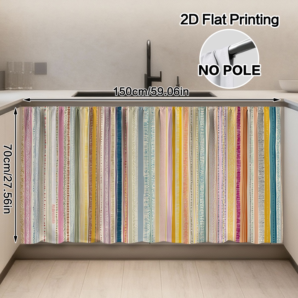 TEMU 2D - 2D - 2D , Cortina para del gabinete de almacenamiento de cocina, de rayas verticales coloridas de Pascua, Diseño de bolsillo para barra de