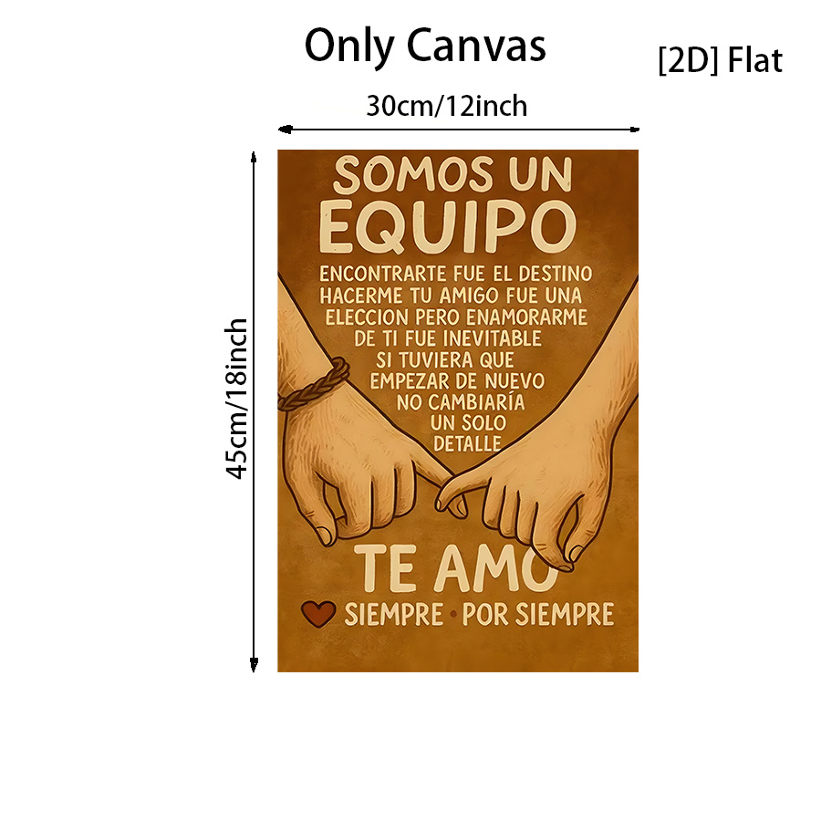 TEMU Cuadro 2D, 2D , un gran artístico en 2D que una de manos dándose , con las frases en español ' un equipo' y ''. es un sin de madera, fácil de