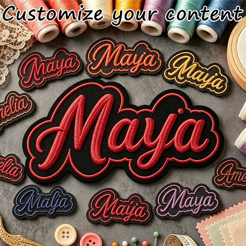 TEMU Deluxe Customized Embroidered Name Badges, Heat And Sew Letter Patches, Personalized Names, Initials & Abbreviation Options, Premium Fade-proof