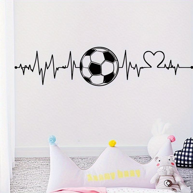 Image of Creative Electrocardiogram Football Sticker. Vinyl Self-adhesive Stickers. Decoration Stickers For The Living Room, Bedroom And Foyer. Self-adhesive Stickers