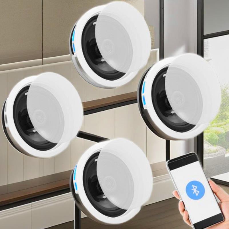 Pack 165mm Flush Mount Ceiling Speakers 150W Passive Stereo Surround  Sound System, 8Ohm 89dB Button Control, No Batteries N