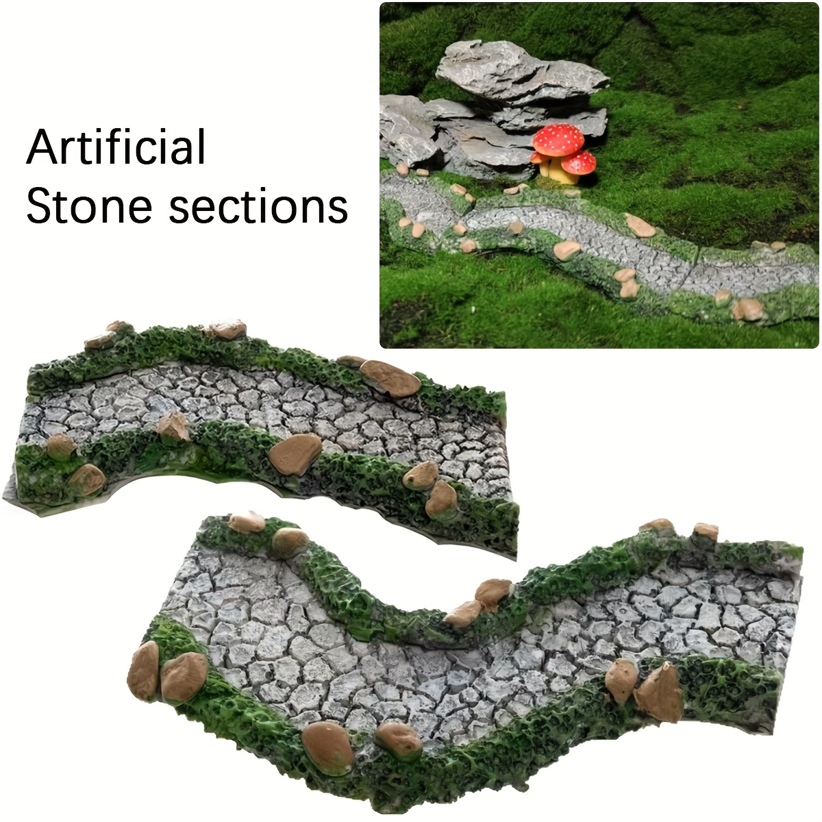 2pcs resin stone  way set miniature fairy garden   bonsai decor multi scene use decor