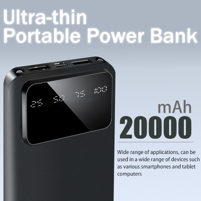item picture 20000Mah Large Capacity Portable Power Bank, Suitable for Charging Android Electronics/ Mobile Phone Devices, Equipped with LED Display/ Dual Output Ports/ Multiple Colors to Choose from