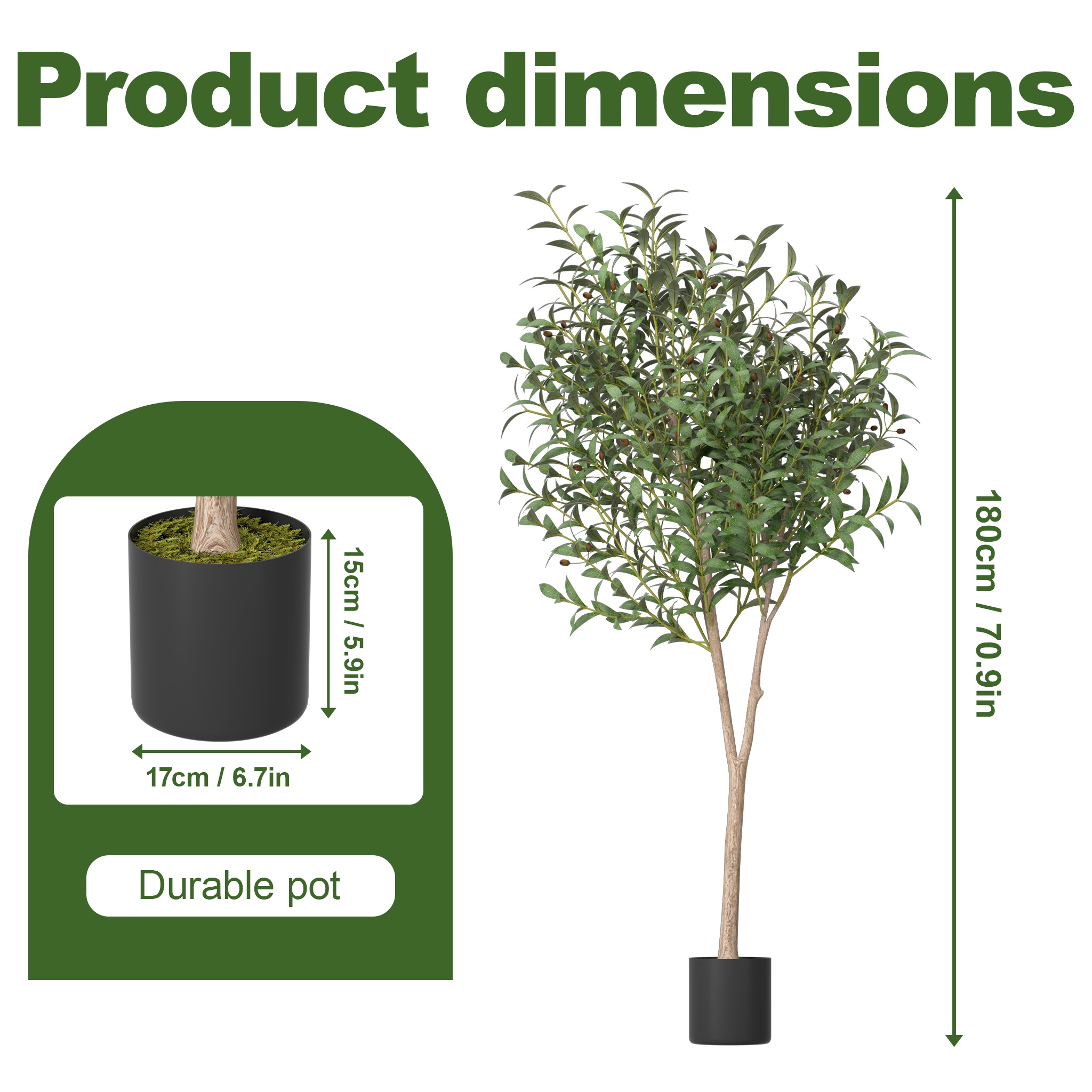 Artificial Olive Tree With Fruits (120/150/180cm) Artificial Tree As Decor For Living Room, Office, Balcony & Apartment