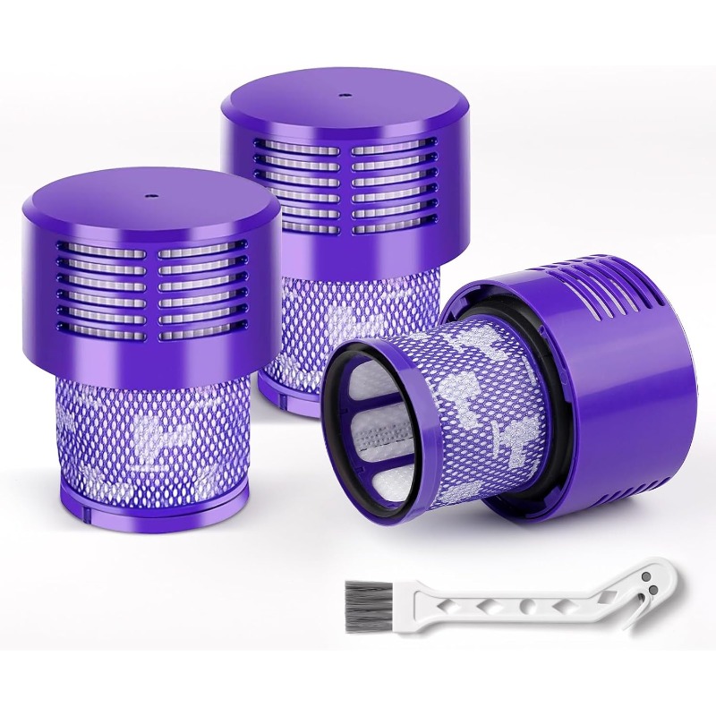 TEMU Filtri di ricambio compatibili per V10, 3 filtri + spazzola, adatti per aspirapolvere V10 Cyclone, Animal, , Total Clean, SV12 con ricarica