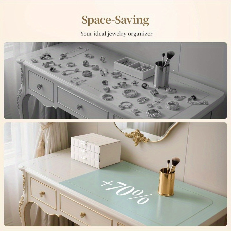 women s large jewelry box organizer with   - waterproof & dustproof heavy-duty plastic construction, white   leather-like texture, golden-  hinges & clear drawers - medium size with soft cushioned compartments for earrings, rings, necklaces, bracelets storage -     for home or travel, large jewelry organizer storage, jewelry box, jewellery box packaging, jewelry storage organizer, small jewelery holder Product details 6
