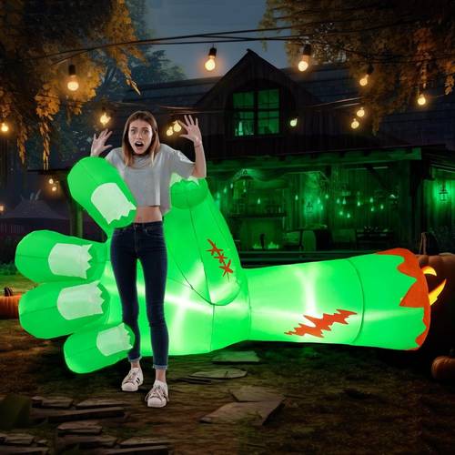 9ft long giant halloween inflatables zombie arm outdoor decoration giant arm blow up yard decoration with built in leds halloween inflatables zombie arm party supplies for yard garden lawn