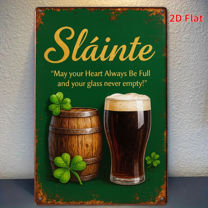 TEMU 2d Flat, [ 2d Flat] 1pc20x30cm, Irish Metal Sign, St Patrick' S Day Bar Decor, Beer Pub Sign, Irish Toast Wall Art, Rustic Pub Home Decor, 2d