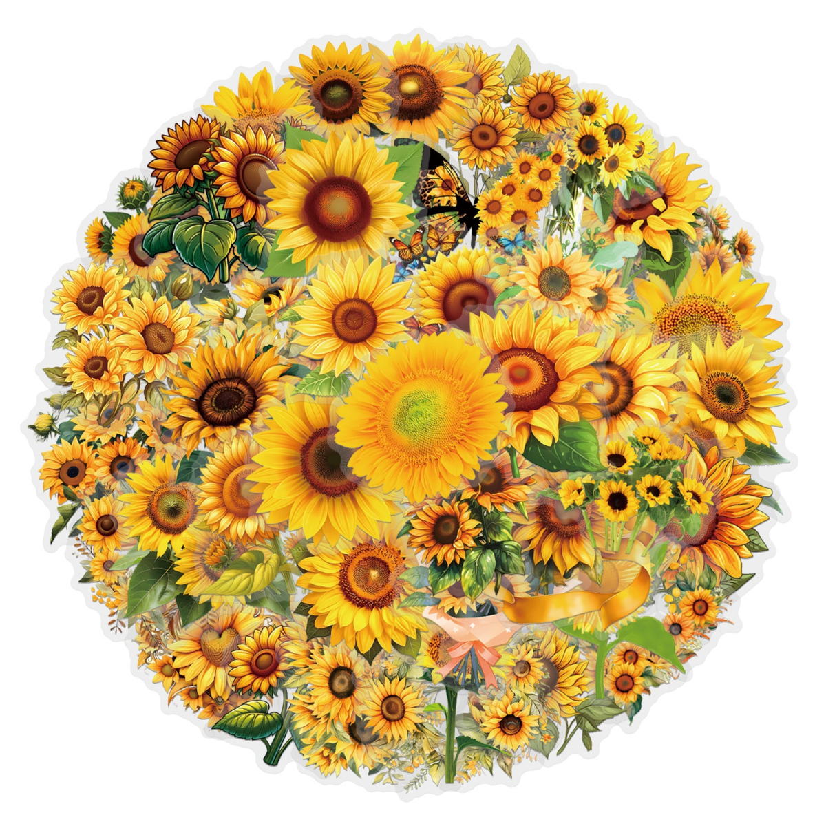 62pcs Sunflower Sticker | High-aesthetic Stickers | Multi-scene Adhesive: Compatible With Computers, Skateboards, Luggage, Guitars, Helmets, Insulated Cups, Journal Collage, Gift Wrapping
