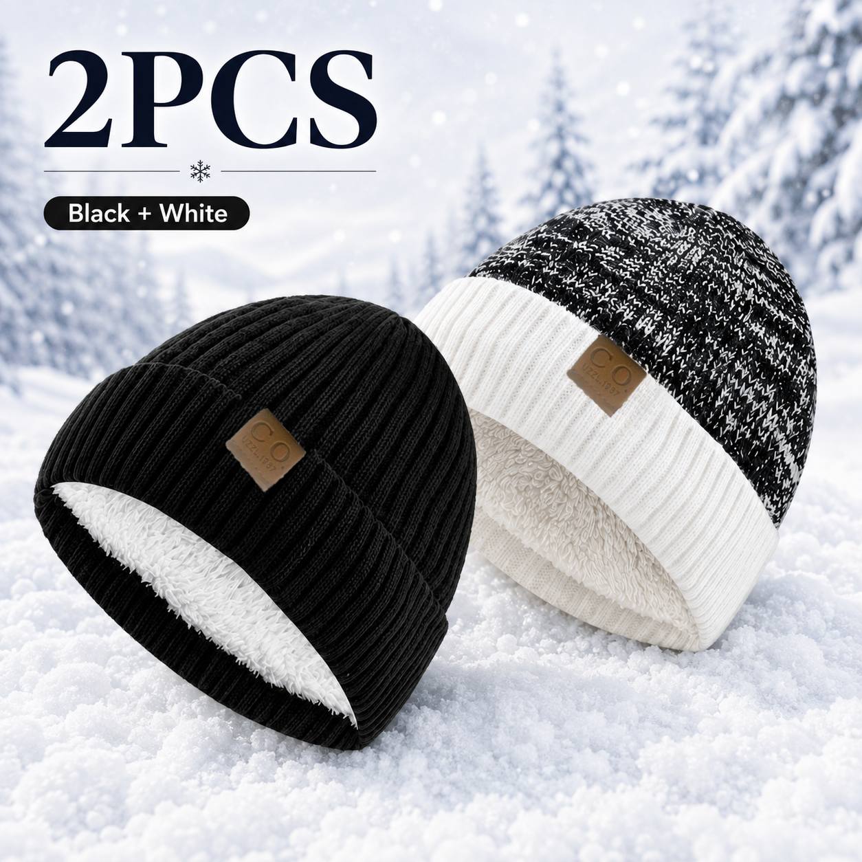 TEMU 2-delige Outdoor Hoed Beanie Set - Herfst Winter Casual Warme Hoed, Vintage Temperament Hoed - Modieuze Cap - Fleece Gevoerde Hoed voor Winter