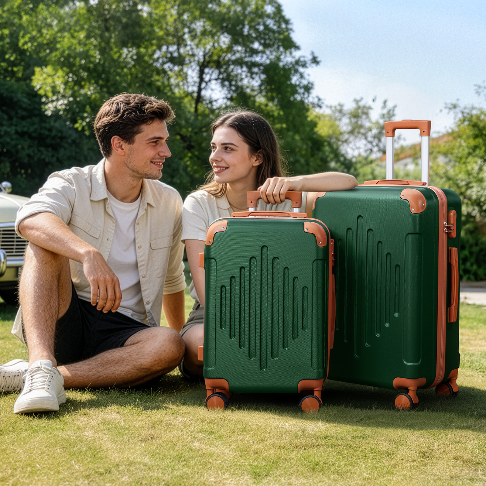 3pcs Hard Shell ABS Suitcase Set with Spinner Wheels