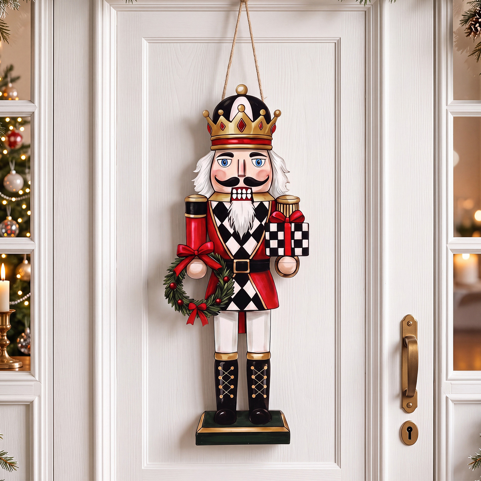 TEMU Wooden Walnut Clip Soldier Door Ornament - Checkered Walnut Clip Wall Decor With Riding Soldier Figurine, Farmhouse Style Indoor/outdoor Hanging