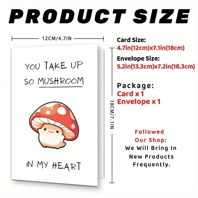 TEMU 1pc A Whimsical Mushroom-themed Valentine's Day Card, A Humorous Gift For , For A Husband, Wife, Boyfriend, Or Girlfriend, Perfect For