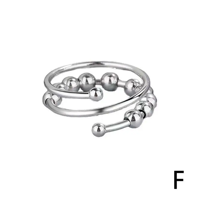 elegant boho stainless steel anxiety rings for women anti stress fidget spinner rings with rainbow beads rotates adjustable stacking jewelry for daily gift occasions christmas bohemian style best for christmas Product details 10