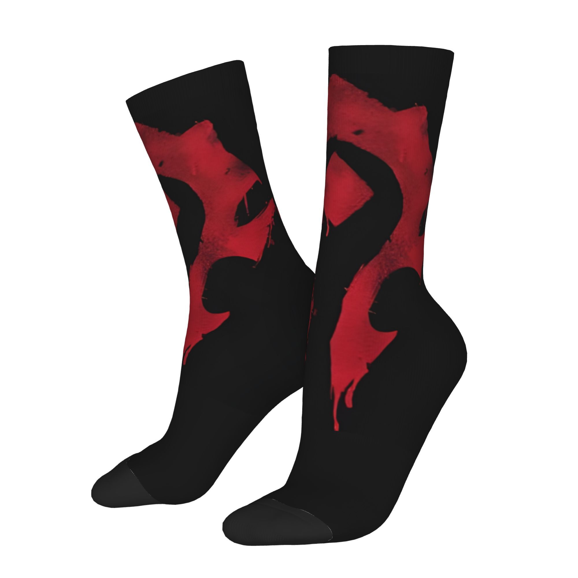 TEMU 1 Pair Valentine's Day Hip Hop Graffiti Retro The Bloody Horde Logo Crazy Men's Compression Socks Unisex Harajuku Seamless Printed Ramadan Funny