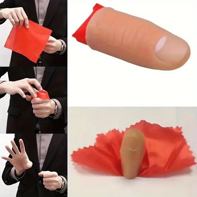 

1pc Red Rubber Finger Scarves Magic Trick Prop, Easy-to-learn Novelty Magic Accessory For Performances, Ideal Christmas Gift