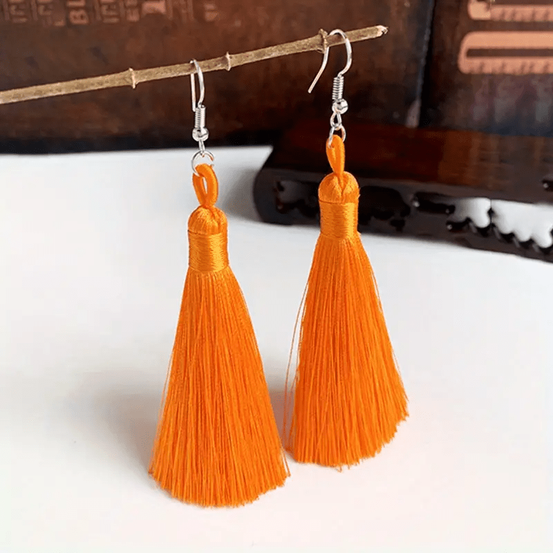 TEMU A Pair Of Pendant Earrings Featuring A Colorful Tassel Design, Bohemian Style Jewelry, A For Women