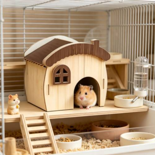 item picture wooden hamster houses and pet sleeping and hiding spots for small animals breathable and durable modular nests suitable for hamsters hedgehogs and guinea