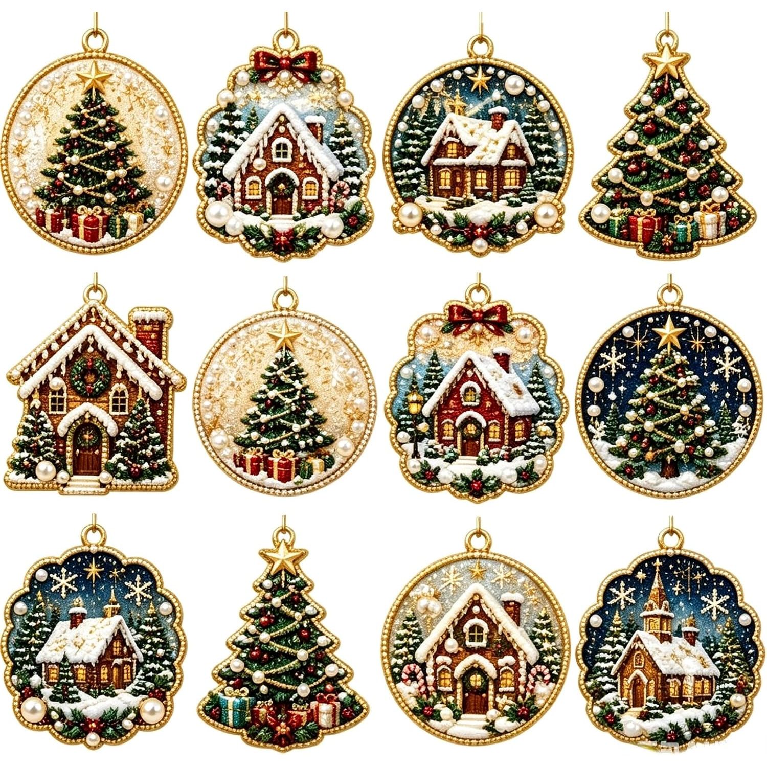 item picture 12pcs christmas ornaments diy pearl   painting kit for xmas tree