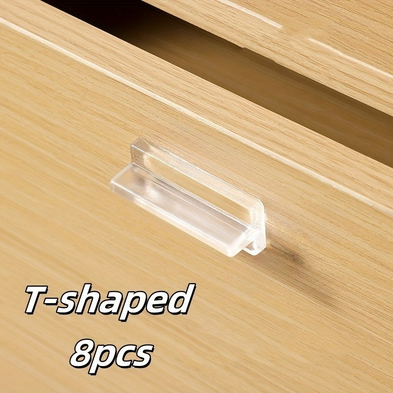 TEMU 4/8 pièces Poignées Carrées Minimalistes en - Poignées Invisibles pour Tiroirs et Portes avec Adhésif Fort, Pas de Vis Nécessaires, Plastique